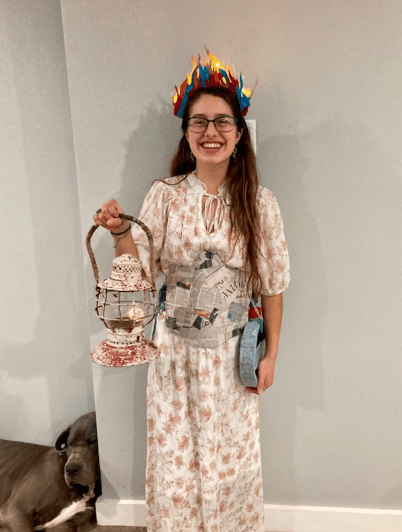 Blueberry created many elements of her look by hand