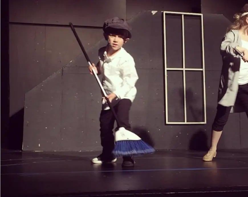 Five-year-old Jack playing a chimney sweep in Mary Poppins