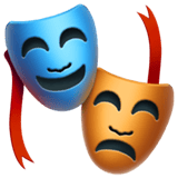 A pair of theater masks emoji, one blue and smiling, the other orange and frowning, symbolizing drama and performing arts.